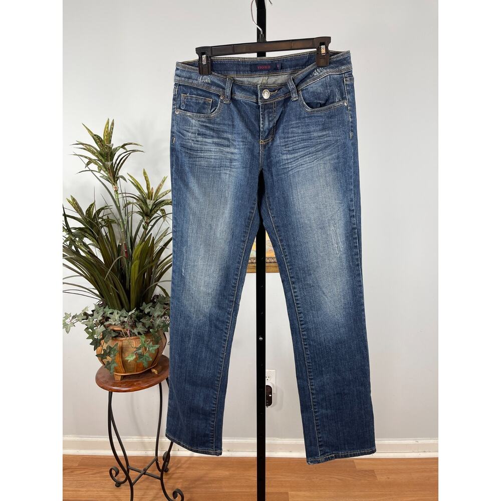 Vigold Jeans Women's Size 9 Blue Denim Straight Leg Feminine Chic Whimsical Y2K